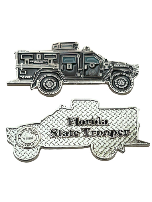 Florida Highway Patrol Bearcat Armored Vehicle Challenge Coin SWAT Team SRT TAC TRT Police State Trooper FHP