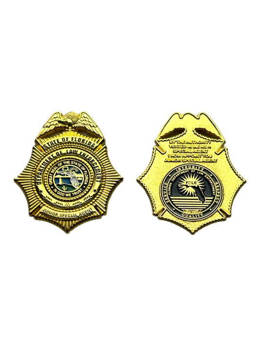 Florida Department of Law Enforcement FDLE Junior Special Agent Badge Challenge Coin Kids Child Fun Collectible