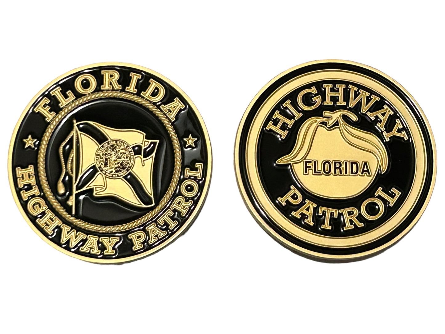 Florida Highway Patrol Gold & Black Door Seal & Patch Challenge Coin