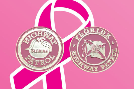 Florida Highway Patrol Pink Breast Cancer Awareness Door Seal & Patch Challenge Coin