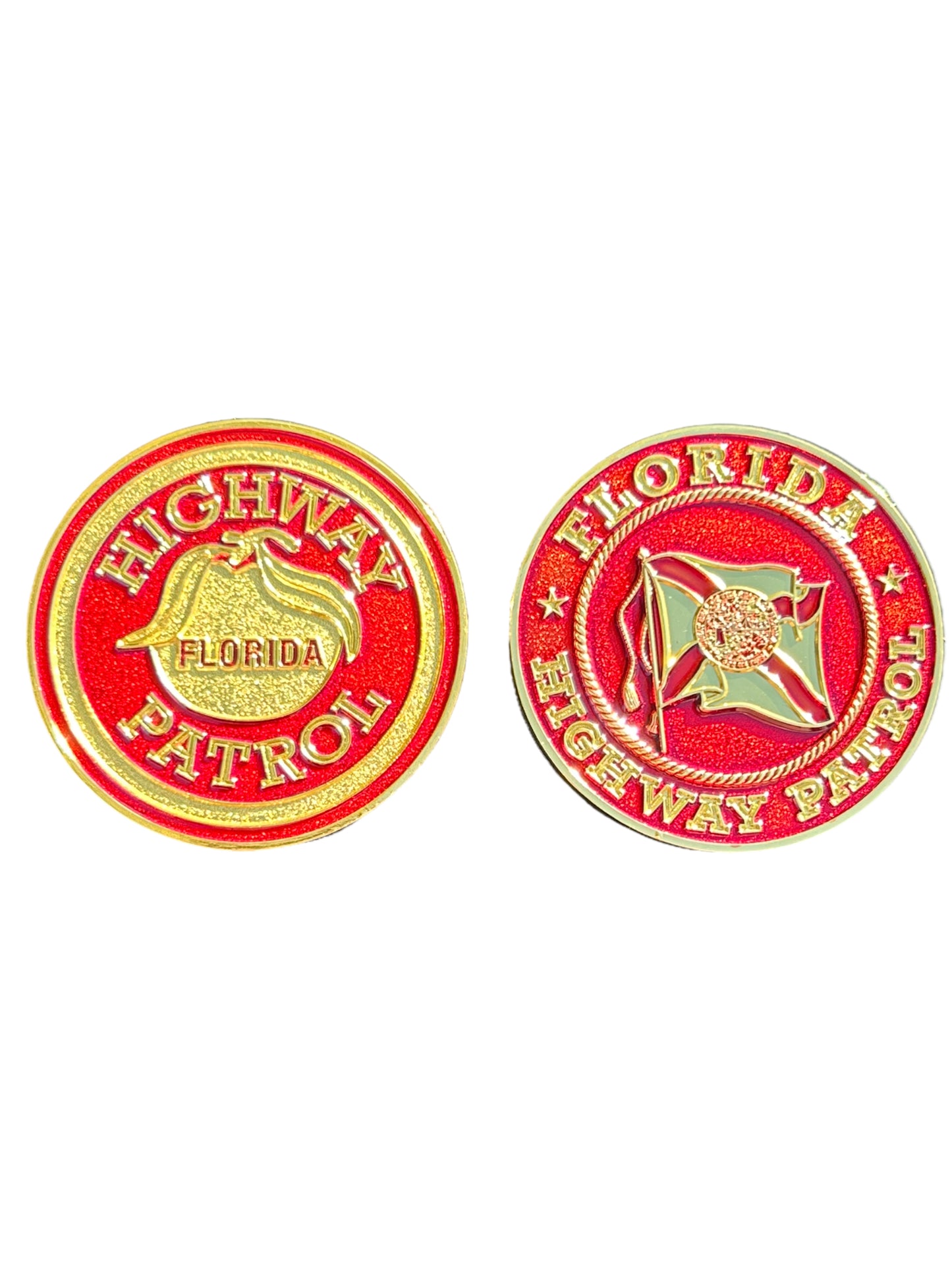 Florida Highway Patrol Garnet & Gold Door Seal & Patch Challenge Coin