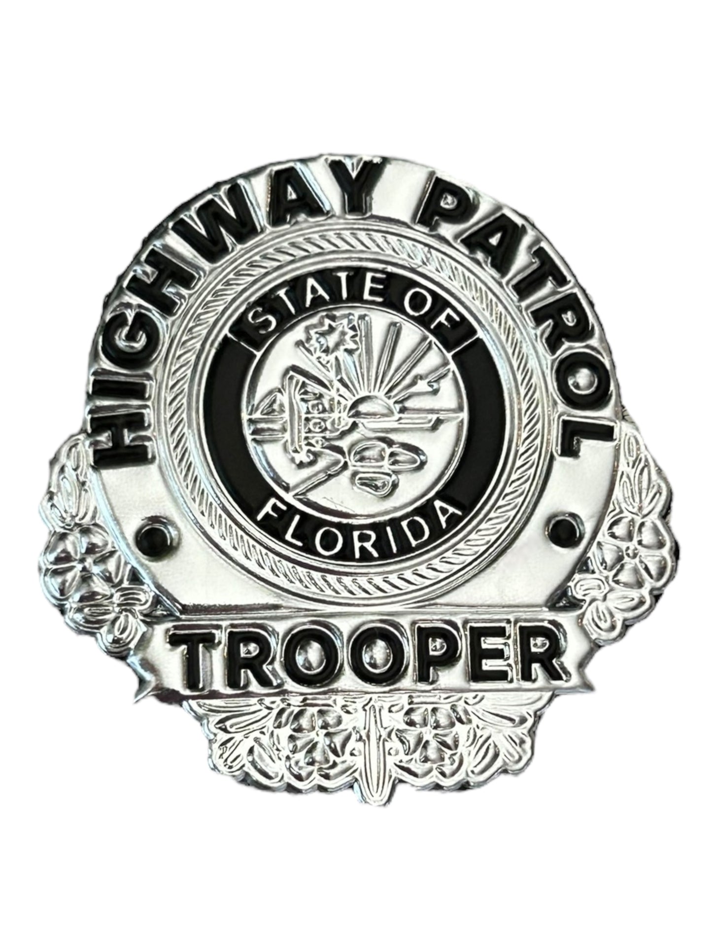 Florida Highway Patrol Shiny Flexible State Trooper Badge PVC Rubber Velcro Patch Hook & Loop Shield Retro Outer Vest Exterior Exclusive Custom