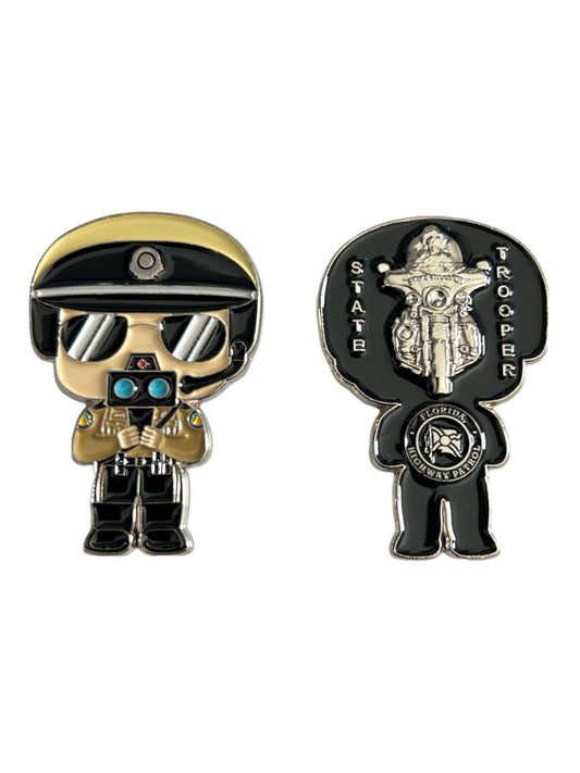 Florida Highway Patrol Funko Pop Mini Motor Trooper Challenge Coin Big Head Motorcycle Version 1