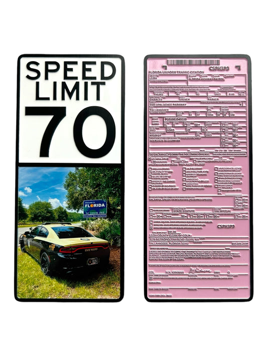 Florida Highway Patrol Pink Copy Traffic Citation Challenge Coin FHP State Trooper Traffic Ticket Traffic Enforcement Speed Radar Laser Cop Retro